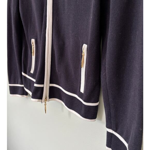 Escada Stile Knit Zip Up sweater Cardigan Black Size 36 / US6 - Picture 3 of 8